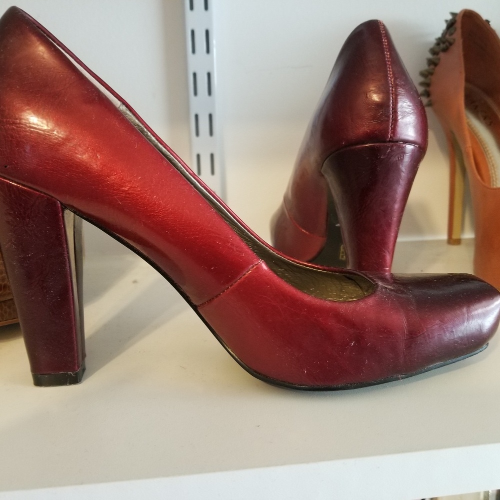 Aldo red ombre, square toe, chunky heels